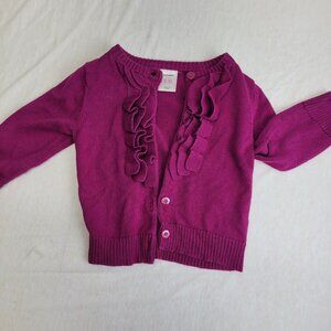 Old Navy Baby Girl's Cardigan Button Up Sweater Size 6 12 Months Purple Ruffle